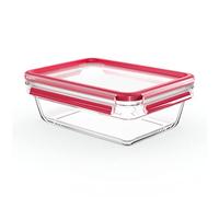 Tefal Masterseal Fresh Verre, Boîte alimentaire rectangulaire, Conservation des aliments, Empilable, Compatible four et congélateur N1041010, Transparent, 1,3 L