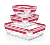 Tefal Masterseal Glass, Set 3 boîtes rectangulaire 0,45 L / carrée 0,8 L / rectangulaire 2 L, Conservation des aliments