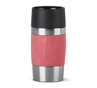 Tefal Mug isotherme rose 0,3 L, Isolation double paroi, Maintien boissons chaudes 3h, Fraîches 6h, Acier inoxydable, Revêtement silicone, Travel Mug Compact N2160410