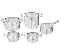 Batterie de cuisine - TEFAL - Nordica - 10 pièces - Acier inoxydable - Couvercles tamisants