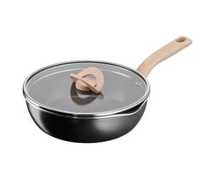 Tefal One Pick Pot Poêle profonde avec couvercle 24cm - pour 3 personnes | Wok induction polyvalent pour saisir et mijoter - Revêtement Titanium antiadhésif - Technologie Thermo-Signal de cuisson