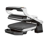 Tefal Optigrill GC705D Gril de contact intelligent, à 6 programmes automatiques, s'adapte à la température, avec cycle de cuisson aux aliments, plaques antiadhésives, 30 x 20 cm, acier inoxydable et noir