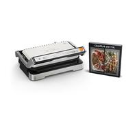 Tefal OptiGrill GC782D10 Barbecue de contact 2 en 1 XL, pliable, 12 programmes, affichage du niveau de cuisson, plaques XL amovibles, barbecue électrique, argenté