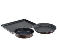 Tefal Perfectbake Set 3 moules, Tarte 30 cm, Manqué 24 cm, Plaque pâtisserie 38x28 cm, Moule à gâteau antiadhésif, Aluminium 100% recyclé, Démoulage facile YY4485FA, fabriqué en France