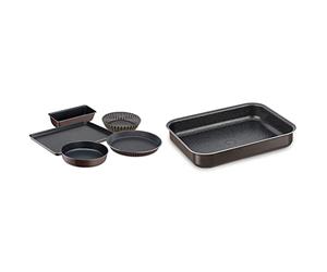 Tefal Perfectbake Set 5 Moules Tarte 30 cm Manqué 24 cm Cake 28 cm Quatre Quarts 26 cm Plaque Pâtisserie 38 x 28 cm & Success Plat Mini Four Aluminium J1600502, fabriqué en France