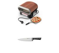 Tefal Pizza Pronto Four à Pizza Électrique d'Extérieur avec Pierre Rotative Automatique Pelle à Pizza Incluse JM600TE0 + Tefal Ice Force Couteau de chef 20 cm Tranchant longue durée, K2320214