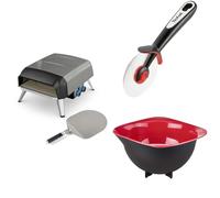Tefal Pizza Pronto JM412010 - Four à pizza maison avec pierre rotative à 360° Cuisson Rapide JM412010 + K2071114 Roulette à Pizza + K2070414 Bol de préparation 1.5 L