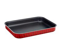 TEFAL Plat à rôtir rectangulaire Tempo Flame - 29 x 41 cm - En alliage d'acier - Rouge - Passe au lave-vaisselle - Poignée en céramique - Compatible avec les cuisinières à gaz, électriques et