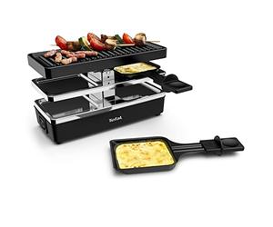 Tefal RE2308 Plug & Share Raclette 400 W 2 poêlons + plaque de cuisson Interrupteur marche/arrêt Revêtement anti-adhésif Extensible sur 5 appareils Câble amovible Nettoyage facile Noir/argenté