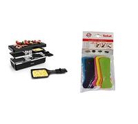 Tefal RE2308 Plug & Share Raclette 400 W 2 poêlons + plaque de cuisson Interrupteur marche & Lot de 6 Spatules avec œilletons Thermoplastiques pour Crépières, Raclettes et Wok Party XA900203