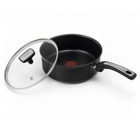 Tefal Sauteuse 24 cm INDUCTION Noir Poignée Fixe Aluminium Revêtement Céramique Antiadhésif Technologie Thermo Signal ™ Convient à Tous, Fabriqué en FRANCE + Couvercle en verre