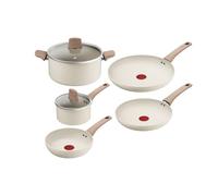 Tefal Stone White - Batterie de cuisine - Revêtement antiadhésif - 7 pièces | Set de casseroles et poêle antiadhésives Minerali Compatible tous feux dont induction - Nettoyage facile