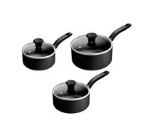 Tefal Titanium Essential B941S344 Lot de 3 casseroles 16/18/20 cm + couvercles, poêle à lait 14 cm et poêle à frire 24 cm, revêtement antiadhésif, sans danger pour le métal, compatible avec toutes les