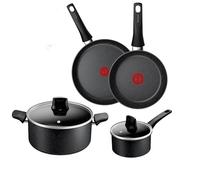Tefal Titanium Stone E105S445 Lot de 4 poêles à frire 20/26 cm, casserole 16 cm et casserole 24 cm + couvercle, revêtement anti-adhésif haute performance, sans danger pour le métal, toutes les plaques