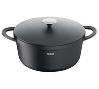 TEFAL Trattoria E21853 Cocotte en fonte d'aluminium avec couvercle en fonte d'aluminium, revêtement anti-adhésif, bonne rétention de la chaleur, pour les plats braisés, protection des poignées en