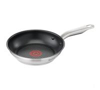 Tefal Virtuoso E49104 Poêle en acier inoxydable avec revêtement antiadhésif Titanium Pro, signal thermique à température de cuisson idéale, convient à tous les types de feux, résultats de cuisson plus