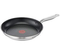 Tefal Virtuoso E49106 Poêle à frire 28 cm avec revêtement en acier inoxydable de qualité supérieure, revêtement en titane anti-adhésif, indicateur de température thermo-signal, convient à l'induction,