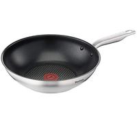Tefal Virtuoso E49119 Casserole Rond, Wok/Stir-Fry Pan, Noir, Acier inoxydable, Titanium Pro, 250 °C, Acier inoxydable