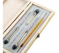Tefeler Alcoomètre Pèse-Alcool Professionel - Set DE 3 Hydromètres à Graduation DE 0 à 100% + Thermomètre pour Mesurer la Teneur en Alcool du Eau-de-Vie, Whisky, Vodka, Cognac, etc.