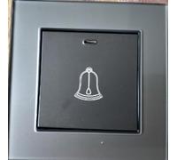 Tefola 8,6 x 8,6 cm Interrupteur de sonnette, 15 A 220 ~ 250 V Bouton extérieur avec vis, résistant à l'eau Panneau en verre Bouton extérieur pour maison, hôtel et autres lieux (gris)