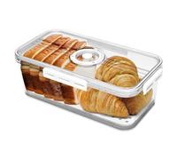 Tefola Boîte à Pain avec Couvercle et Minuteur, Récipient de Rangement en Verre Hermétiques Transparent, pour Conservation de Aliments, Viennoiseries, Pains, Biscuits et Gâteaux, Sans BPA(Blanc)