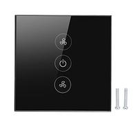 Tefola Commutateur de Ventilateur WiFi, commutateur de Ventilateur de gradateur WiFi Intelligent minuterie sans Fil contrôle d'application vocale pour Tuya 110-240V 50/60HZ(Le Noir)