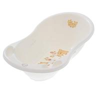 Tega Baby Baignoire ergonomique pour bébé 86 cm avec thermomètre intégré - Bouchon de drainage pour évacuer l'eau - Baignoire sûre pour bébé - 0-12 mois (Ours en peluche - blanc)
