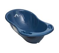 TEGA BABY Baignoire pour bébés et tout-petits, forme anatomique avec trou de drainage et bouchon, certifié TÜV, plastique résistant, facile à nettoyer, 86 x 57 cm, bleu marine