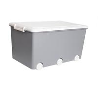 TEGA BABY Boîte de rangement multifonctionnelle pour jouets et autres objets - Boîte en plastique durable avec roues - Capacité empilable - 60 l - Fermeture à pression - 57 x 36 x 31 cm - Gris