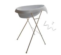 MonMobilierDesign TEGGI Baignoire ergonomique bébé avec thermomètre Gris + Pied + Tuyau Gris G