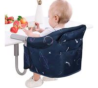 Teglu Siège de Table Bébé Portable Chaise Haute Bébé Table à Manger Pliable avec Crochet/Ceinture de Sécurité pour Voyage，6-36mois,15kg-Bleu