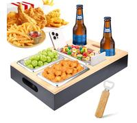 TEGOVE Canapé Bar,Canapé Canapé Bar,Plateau De Service À Vin,Plateau Canapé De Collation,Plateaus Porte-Gobelets pour Canapé,Boîte À Goûter,Étagère À Vin,Support De Boissons pour Canapés Et Lit