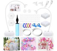 TEGOVE Kit d'arche de ballons réutilisable,support réglable avec base à remplir d'eau et bâtons en fibre durable pour mariage, remise de diplôme et anniversaire, décorations de Noël(1.5-2.5M)