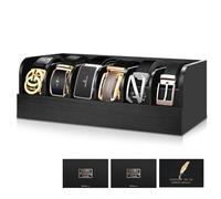 TEGOVE Rangement Ceinture,Organiseur de Ceinture en bois,6 Compartiments,Boîte de Rangement pour Ceinture,Boîte de Ceinture,Boîte de pour Présentoir de Ceinture,pour Armoire,Placard