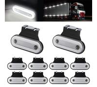 Teguangmei 10 PCS Feux de Gabarit LED avec Supports en Caoutchouc 12-24V Feux de Position Latéraux 20 LED Latérale Avertissement Lumière pour Remorque Voiture Véhicule Camion Van (Blanc)