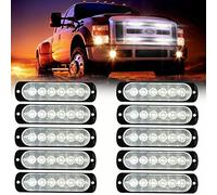 Teguangmei 10PCS Feu Stroboscopique D'urgence LED 6LED pour Voiture Feu de Signalisation DC12V-24V Feu de Circulation Blanc Super Brillant pour Voiture Camion SUV Remorque Bateau Van Véhicules
