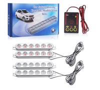 Teguangmei 4 in 1 Lumières Stroboscopiques LED avec Contrôleur Flash 12V 24V 4x6-LED Feu de Freinage Feux D'avertissement pour Voiture ATV UTV Pickup Véhicule Remorque 12 Modes