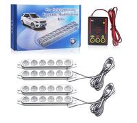 Teguangmei 4 in 1 Lumières Stroboscopiques LED avec Contrôleur Flash 12V 4x6-LED Feu de Freinage Feux D'avertissement pour Voiture ATV UTV Pickup Véhicule Remorque 12 Modes