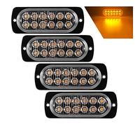 Teguangmei 4pcs Ultra Mince 12LED Lumières Stroboscopiques d'urgence Ambre Danger Balise Avertissement Clignotant Lumières Universelles Pour Voiture Véhicule Camion 12-24V