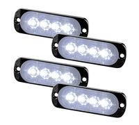 Teguangmei 4pcs Ultra Mince 4LED Lumières Stroboscopiques d'urgence Blanc Danger Balise Avertissement Clignotant Lumières Universelles Pour Voiture Véhicule Camion 12-24V
