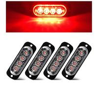 Teguangmei 4pcs Ultra Mince 4LED Lumières Stroboscopiques d'urgence Rouge Danger Balise Avertissement Clignotant Lumières Universelles Pour Voiture Véhicule Camion 12-24V
