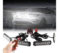 Teguangmei 4x6 LED Voiture D'urgence Stroboscopique Balise S'allume 4 en 1 Montage en Surface Grill Lumière Avertissement Lumière Externe Avec Télécommande Sans fil Pour Camion Remorque DC12V Blanc