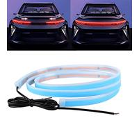 Teguangmei Bande Lumineuse LED pour Voiture Extérieur Capot de Voiture 70IN Super Brillant Rouge Dynamique LED Feux Diurnes avec Start Scan Décoration de Couverture de Moteur de Voiture Lumière DRL