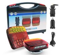 Teguangmei Feu Remorque Sans Fil 12-24V Feux Arriere Remorque Fixation Magnétique avec 7 Broches Adaptateur & USB-C, 5 Fonctions, pour Auto Remorque Camion Caravane Tracteur