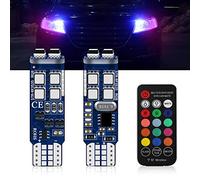 Teguangmei T10 194 W5W 168 3535 10-SMD Ampoules LED RGB Ampoules de Marqueur Latéral Lampes de Carte de Dôme Intérieur de Voiture avec RF Télécommande Indicateur DC12V, 2 pièces
