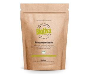 Tégument de Psyllium poudre bio Pureté 99% 500g - moulu - qualité alimentaire - Psyllium - riche en fibres alimentaires - Mis en bouteille et contrôlé en Allemagne - Biotiva