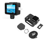 TEHAOUU Coque de protection en silicone pour caméra d'action GoPro Hero - Coque de transport directement rechargeable - Capuchons d'objectif de rechange pour perte de corde - Kit d'accessoires ABS