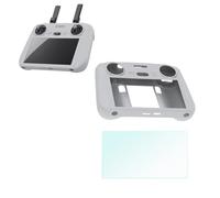 TEHAOUU Coque en silicone + film de protection d'écran pour DJI Flip / AIR3S RC2/RC Controllor - Accessoire de drone anti-collision - Anti-traces de doigts - Gris
