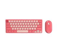 TEHAOUU Ensemble clavier et souris sans fil rond - Clavier compact 64 touches ultra fin 2,4 G avec souris clic silencieux, nano récepteur Plug & Play pour PC/ordinateur portable (rose)
