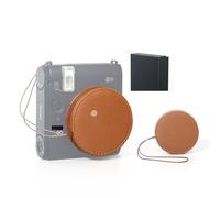 TEHAOUU Étui anti-perte pour appareil photo Instax Mini 99 avec cordon de protection en cuir anti-chute - Utilisé pour empêcher la perte du couvercle d'objectif (marron)